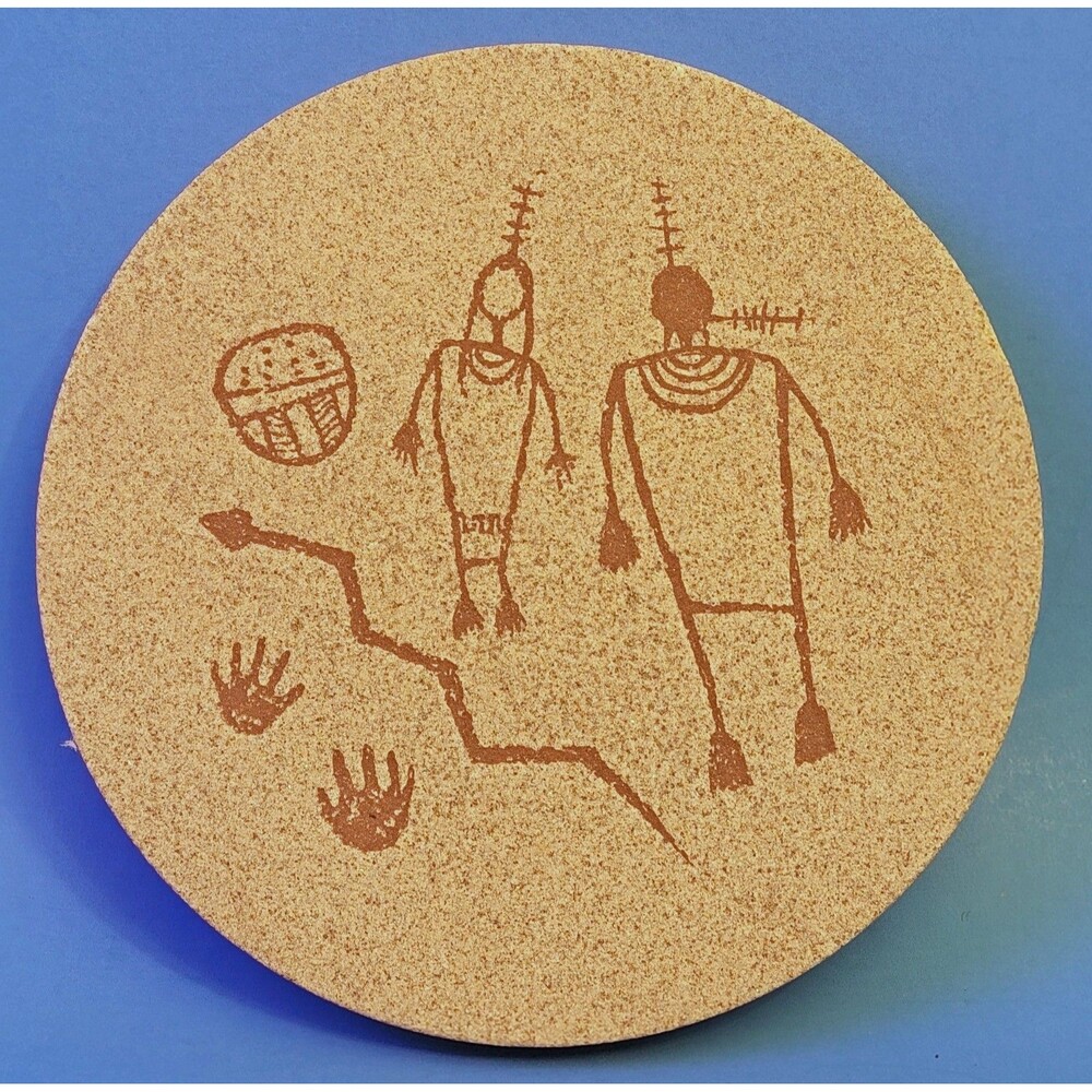 Sandstone w/Southwest Hieroglyph Rock Art Images/6" diameter New Mexico